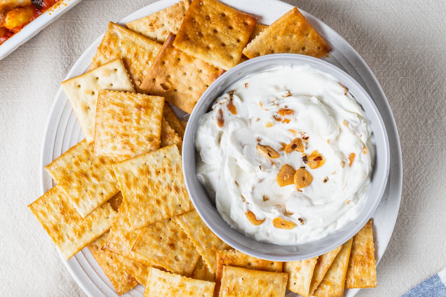 Butter-Baked Saltines with Chili Crisp Yogurt Dip | The Kitchn