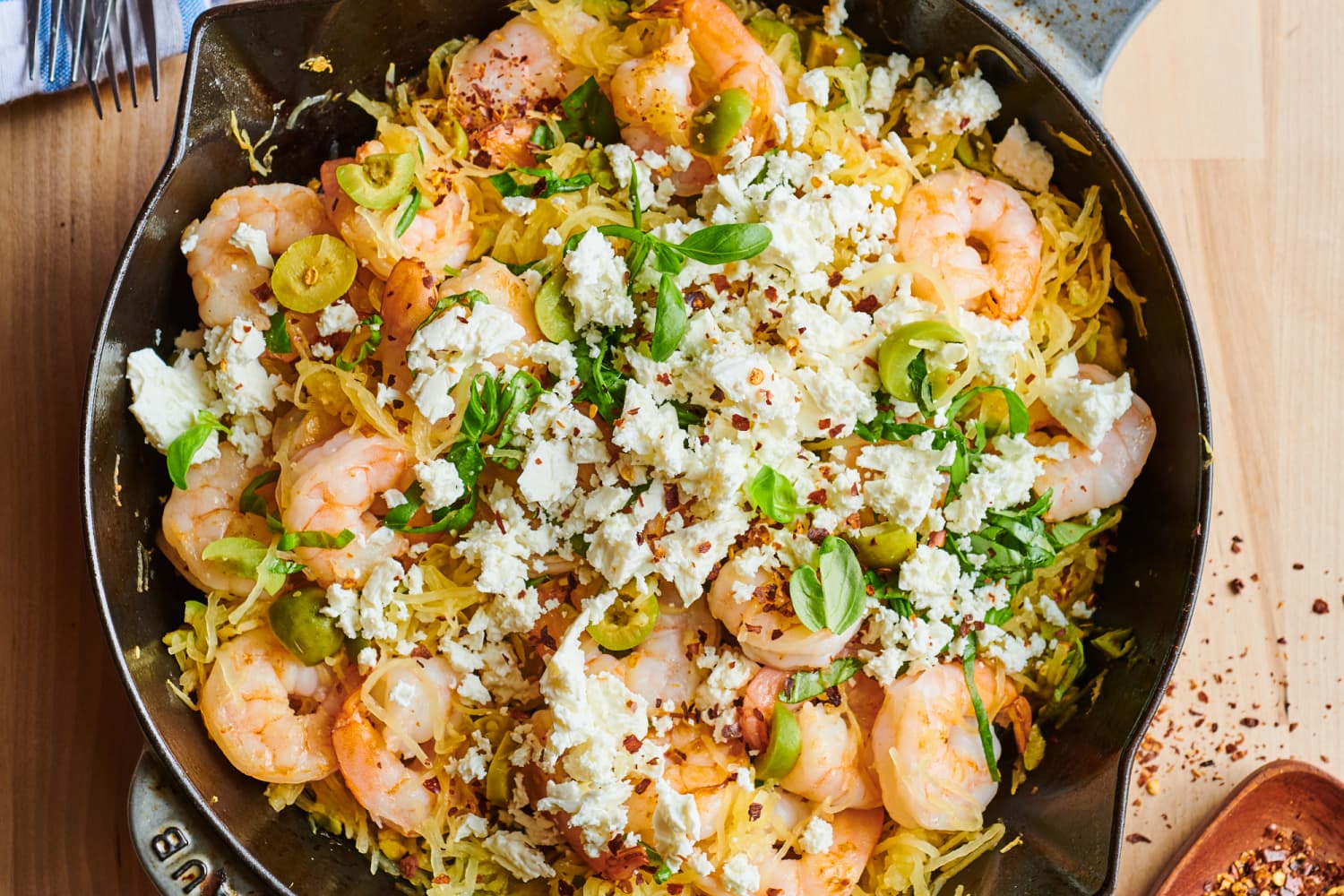 Mediterranean Spaghetti Squash with Shrimp, Olives, and Feta The Kitchn
