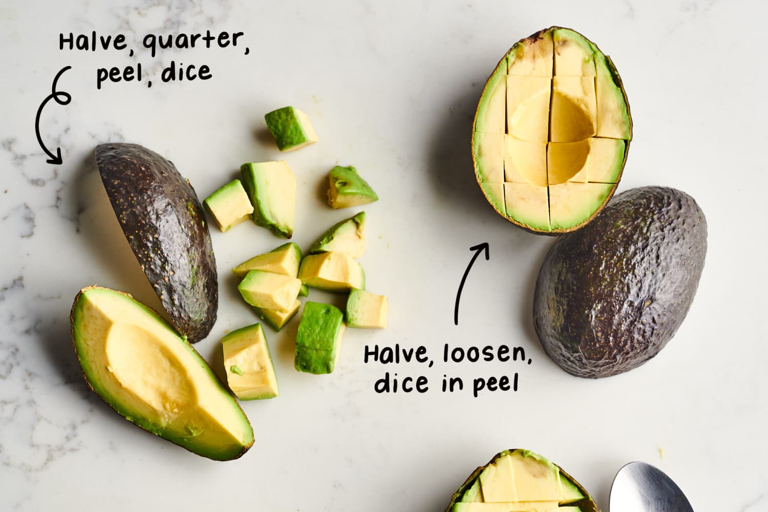 Peel top the avocado
