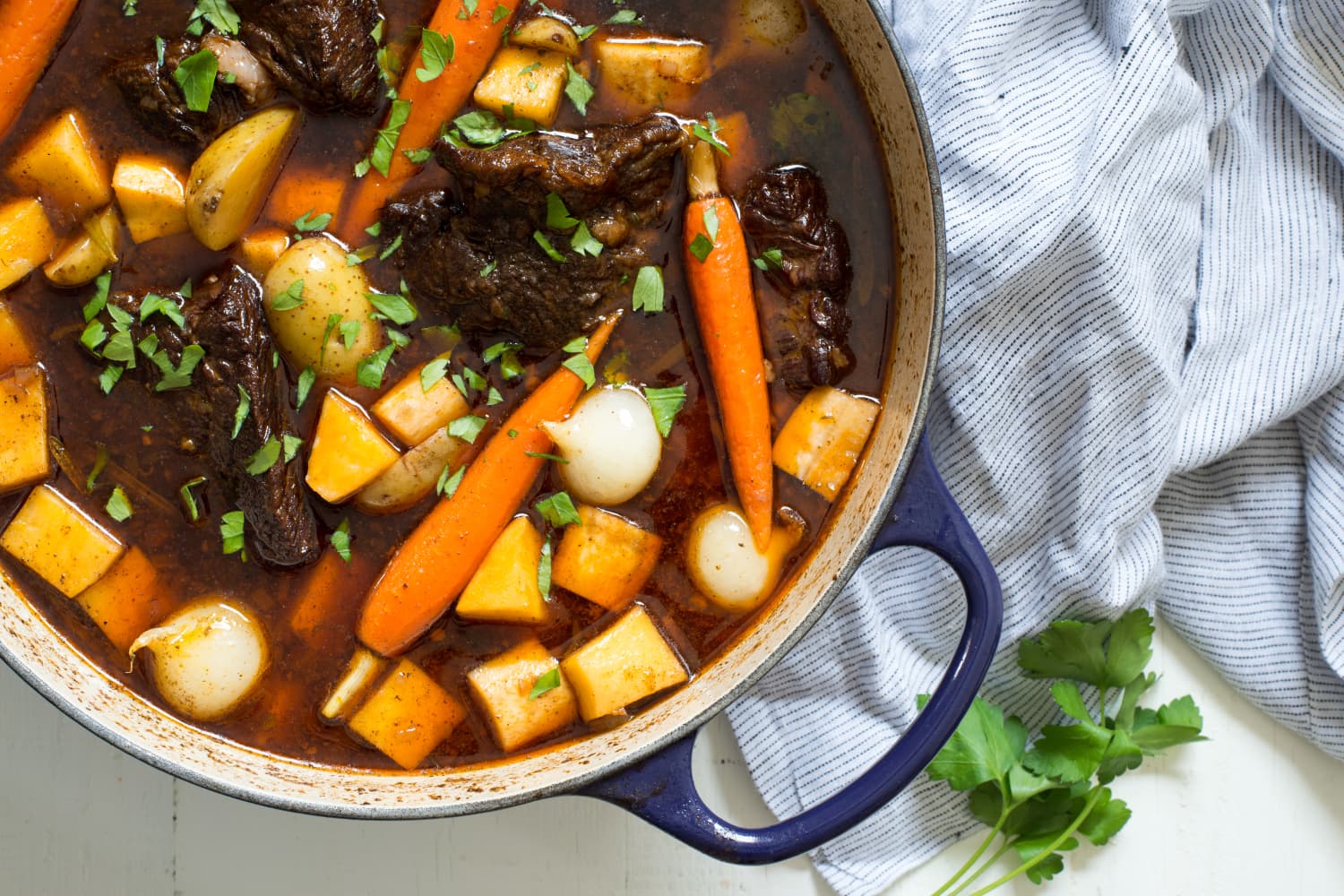 Recipe Root Vegetable Beef Stew with Mushroom and Spinach Polenta