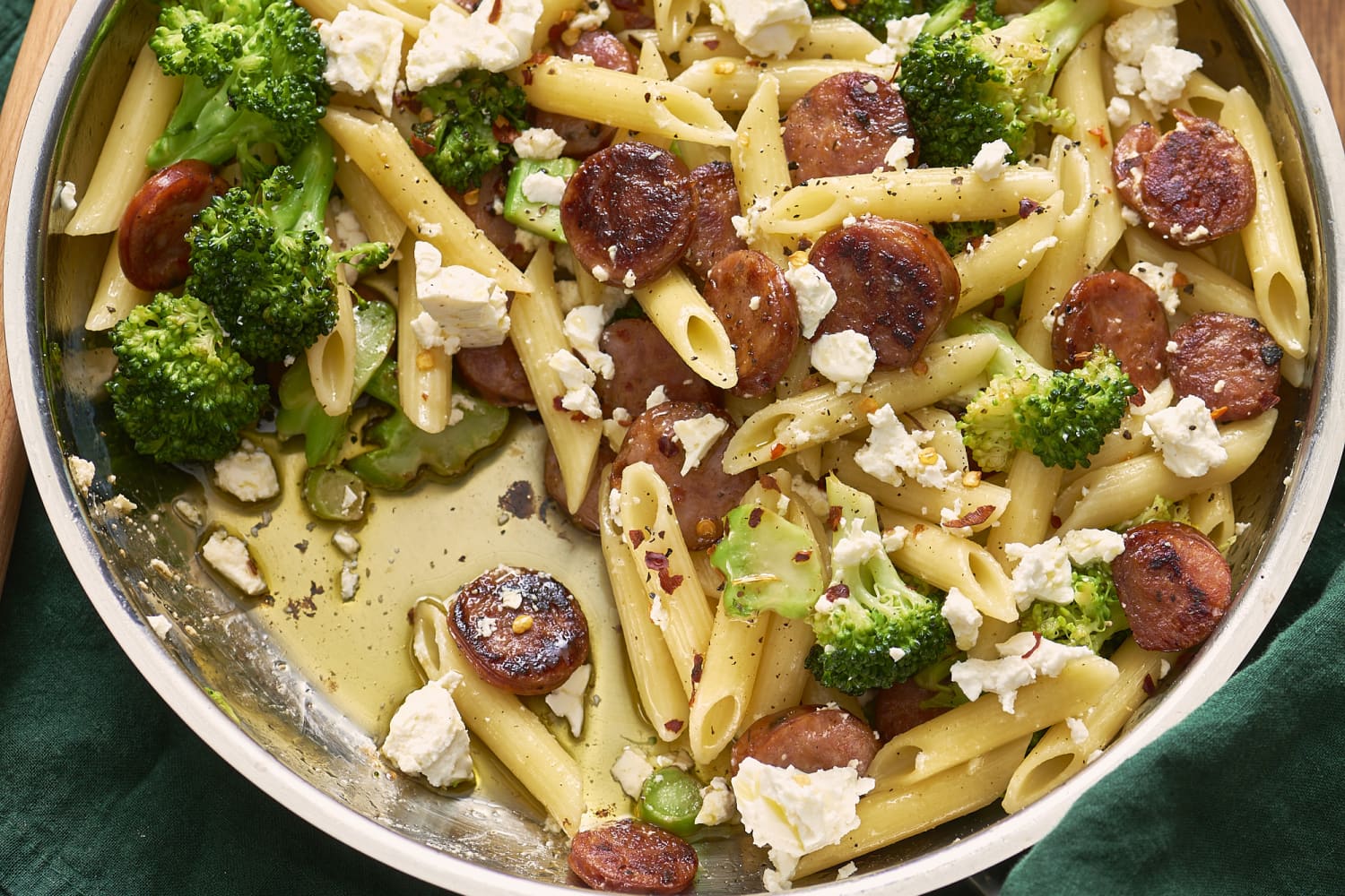 Dinner Quick Pasta with Feta Broccoli and Sausage