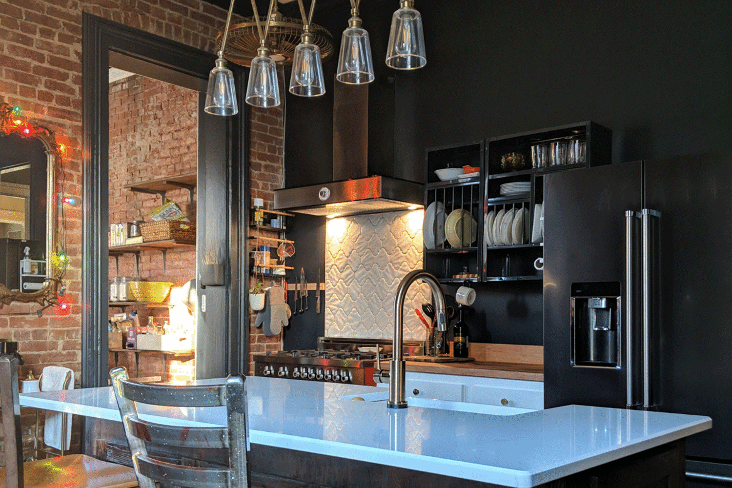 Black painted shop kitchen