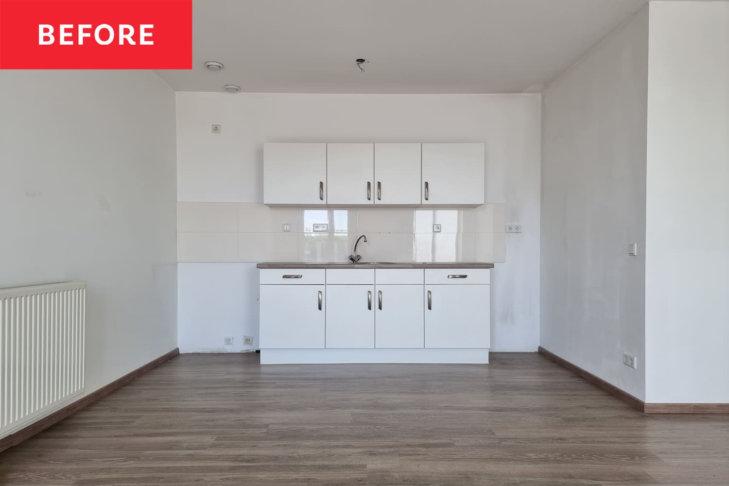 Before & After: “Lackluster” White Kitchen Cabinets Get a Gorgeous Pink Makeover