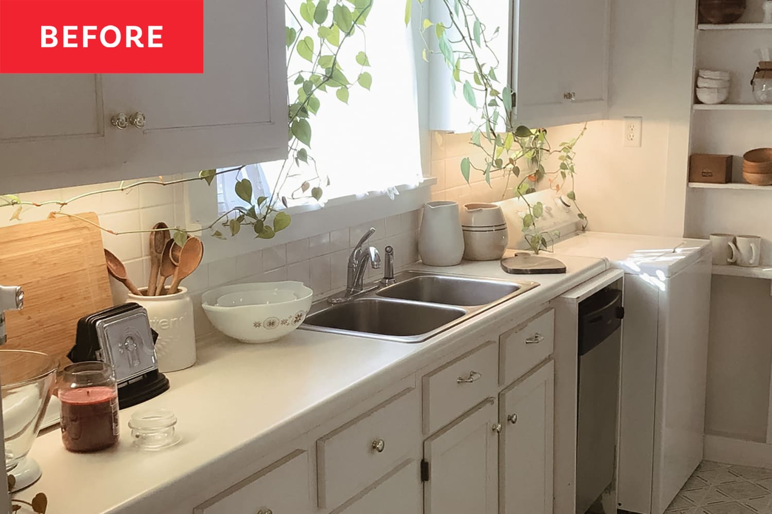 Before & After: A “Bright White” Kitchen Gets a Warm, Cottage-Inspired Update for Only 0