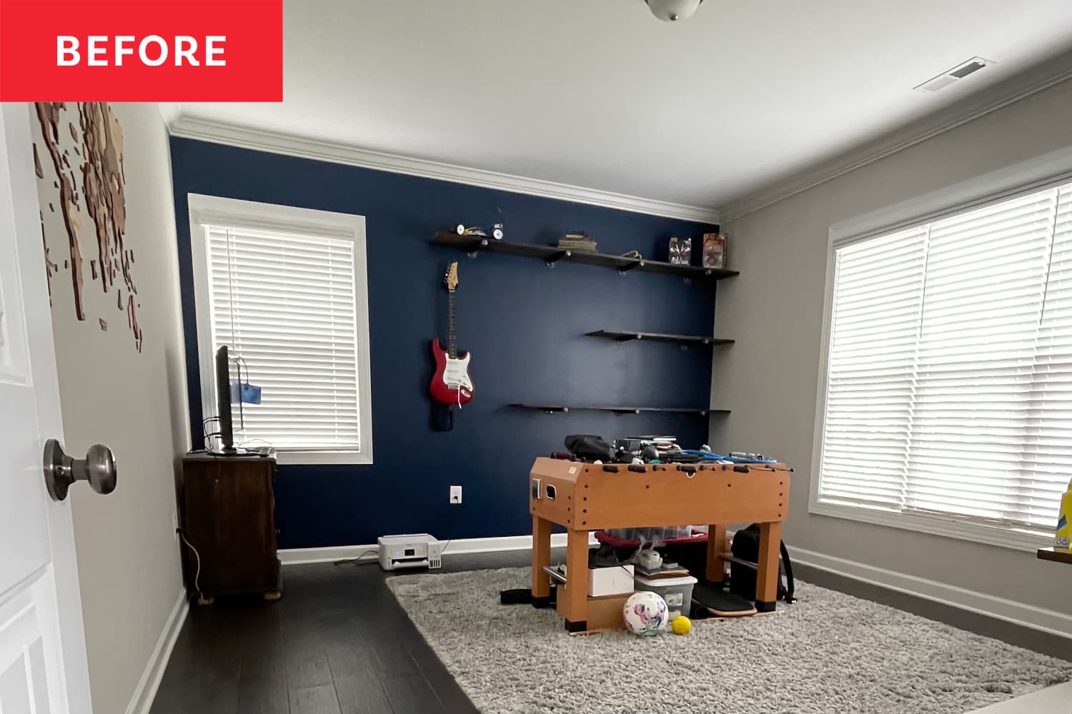 A Home Office Redo Makes Navy & Dark Wood a Must-Try Combo | Apartment ...