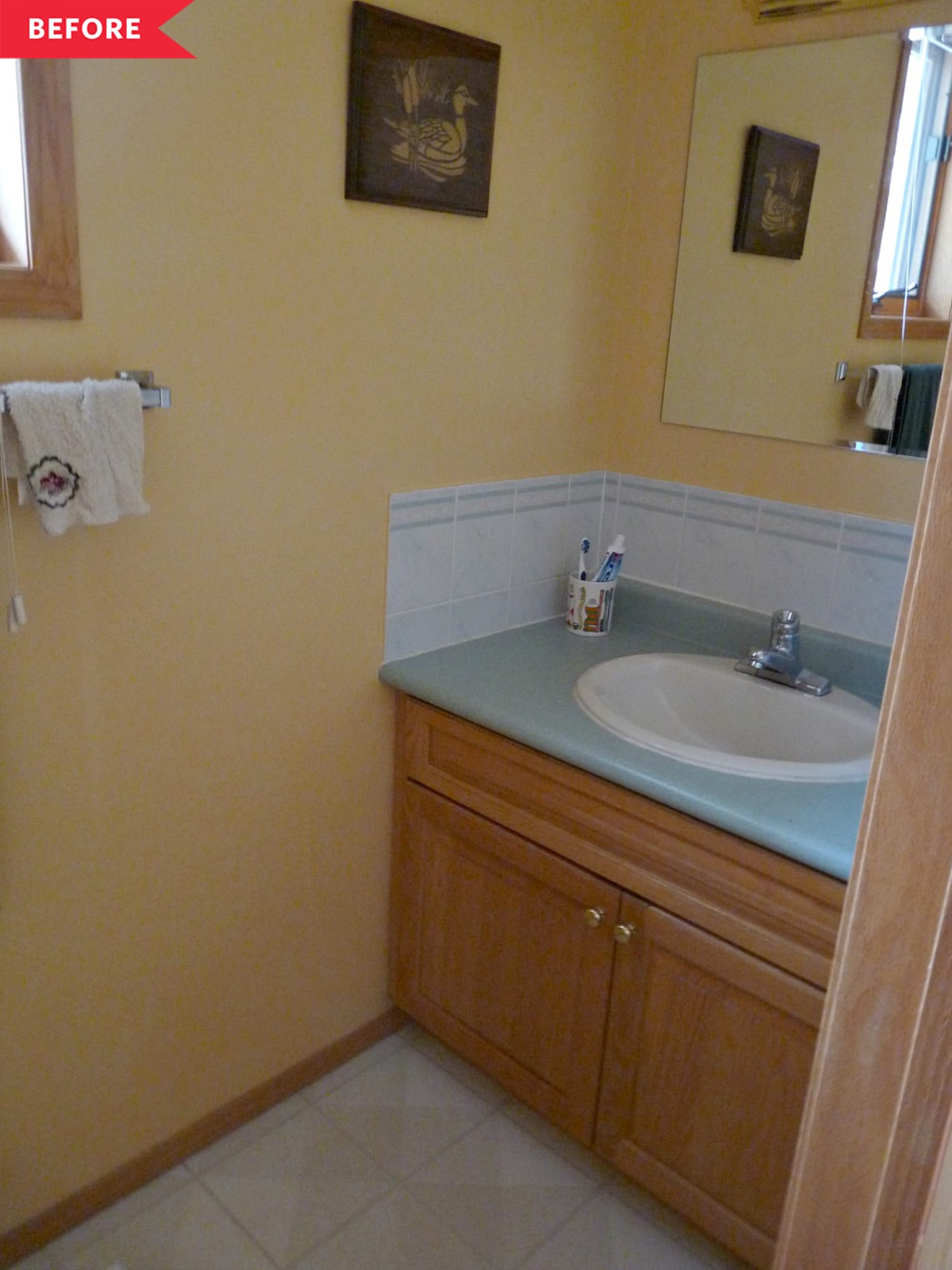 Before and After: Teal Wallpapered Powder Room Redo ...