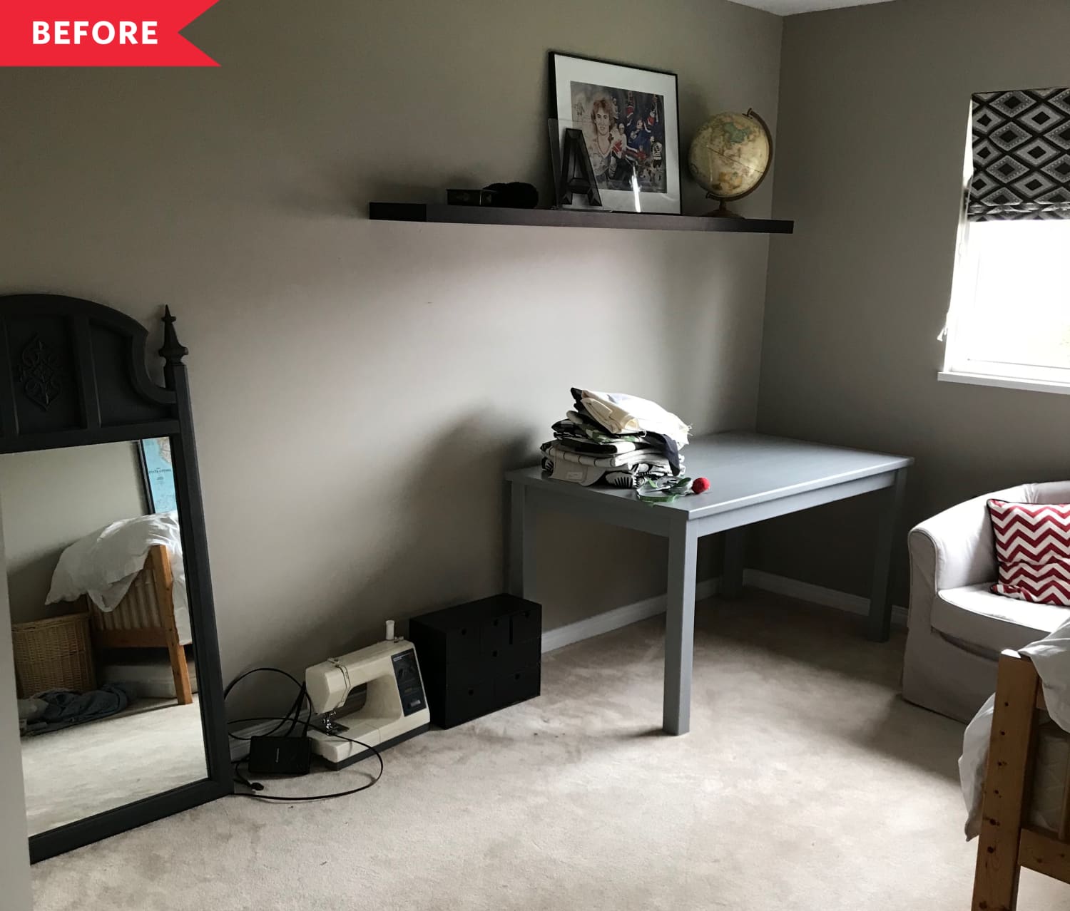 Organized Craft Space Makeover Bedroom Turned Craft Space Apartment Therapy