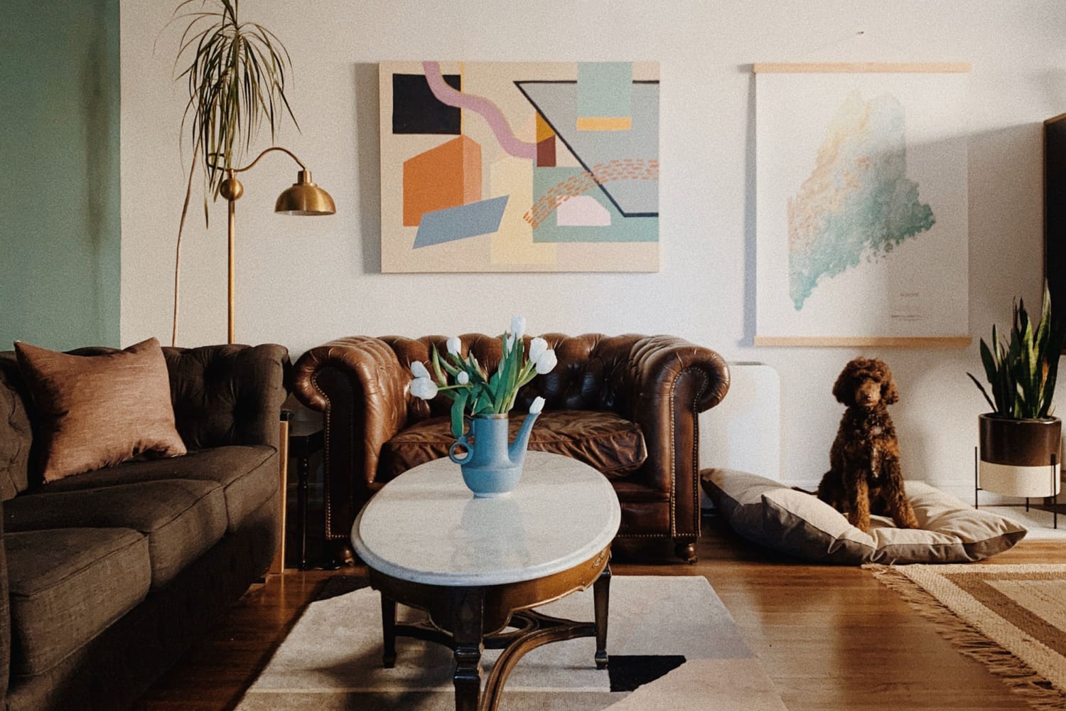 This Renovated Brooklyn Apartment Has the Most Gorgeous DIY Tile Floor in the Kitchen