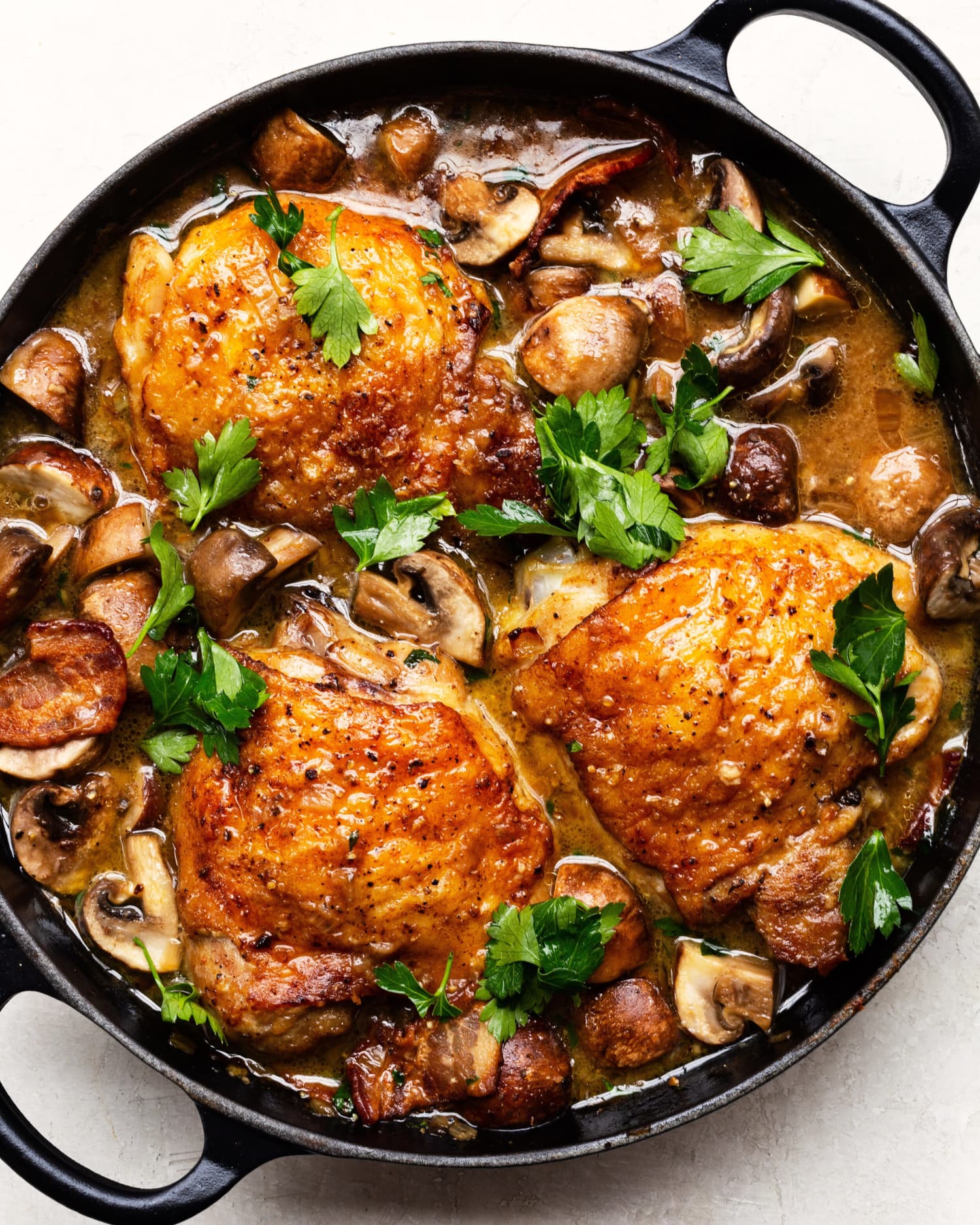 Braised Chicken with Mushrooms, Bacon, and Herbs The Daley Plate Kitchn