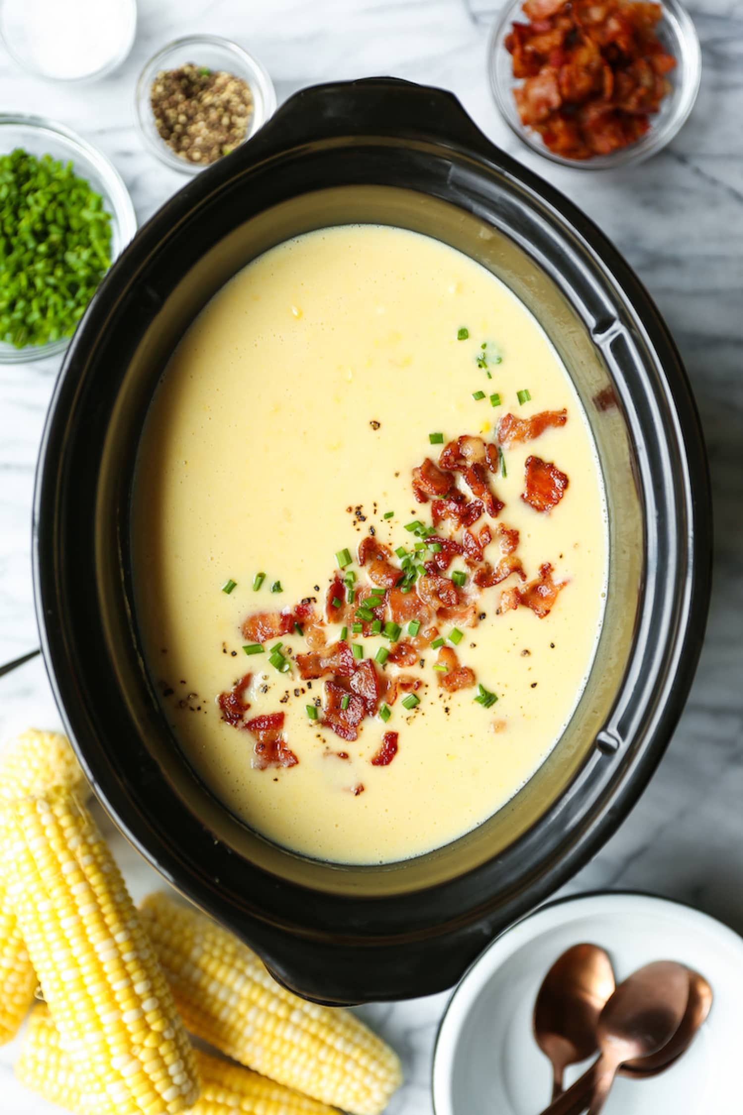 Slow Cooker Corn Chowder Recipe Damn Delicious Kitchn