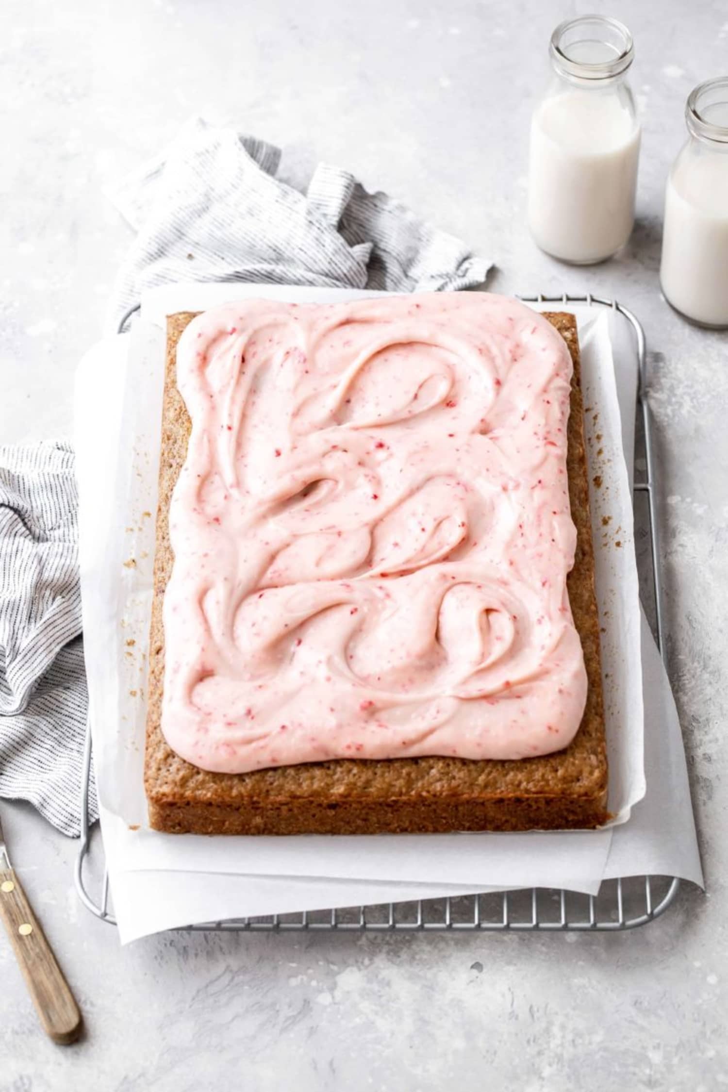 Fresh Strawberry Sheet Cake Recipe from Butternut Bakery