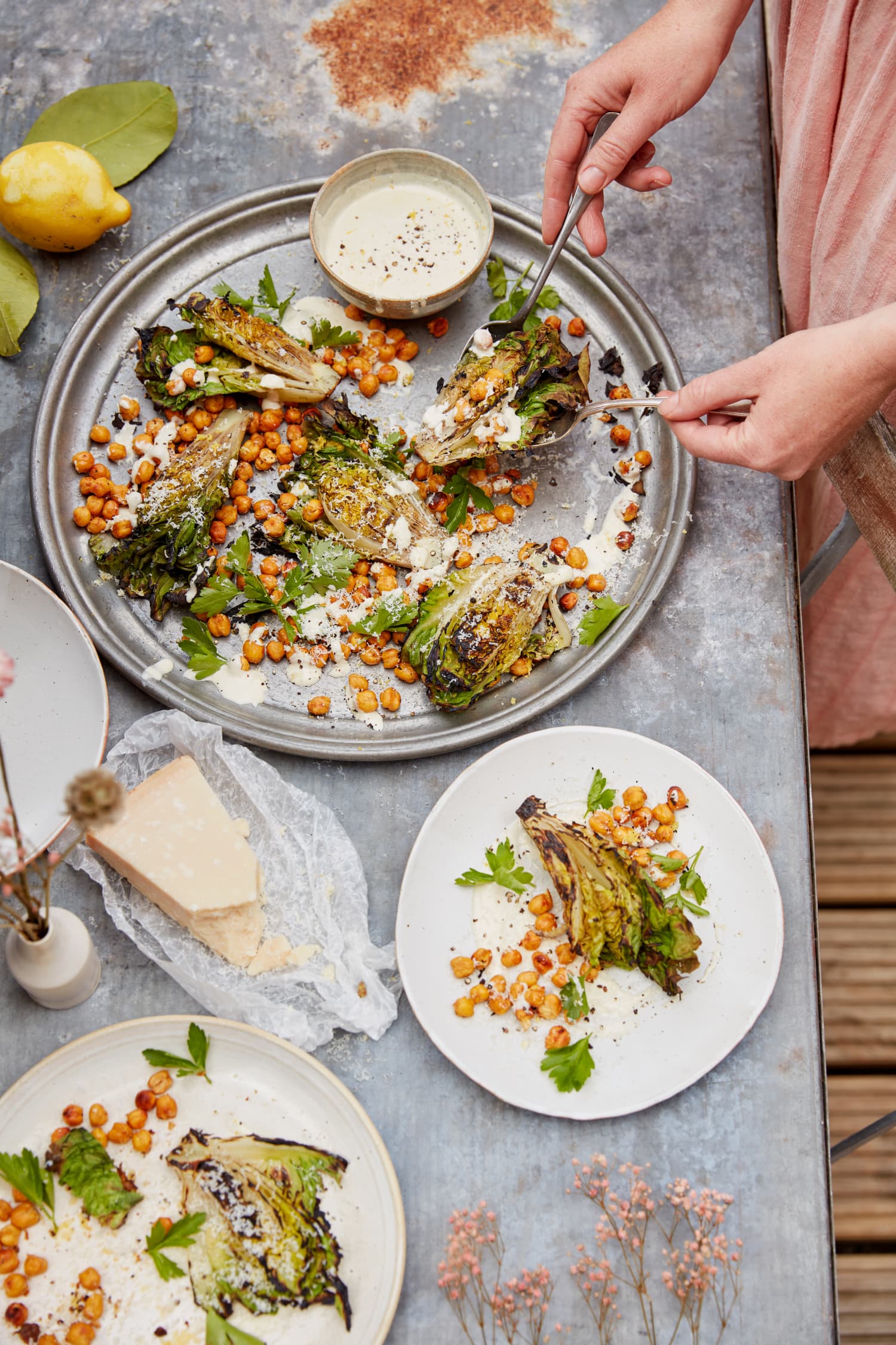 Grilled Caesar Salad With Crispy Chickpeas Recipe Kitchn