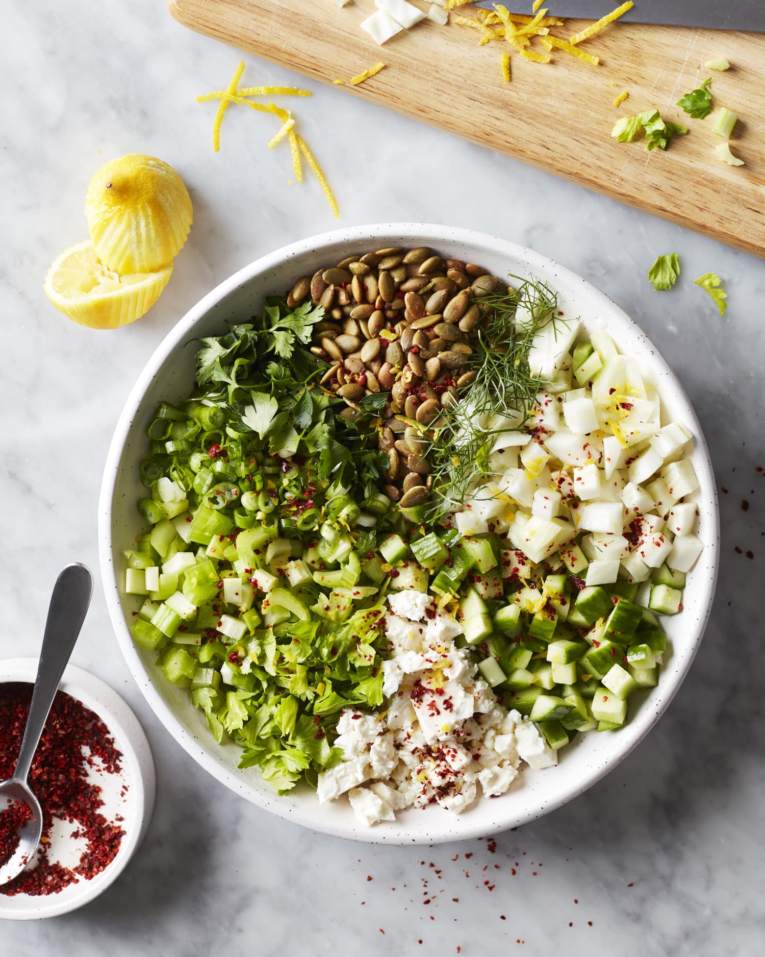 Veggie Packed Chopped Salad With Feta And Herbs Kitchn