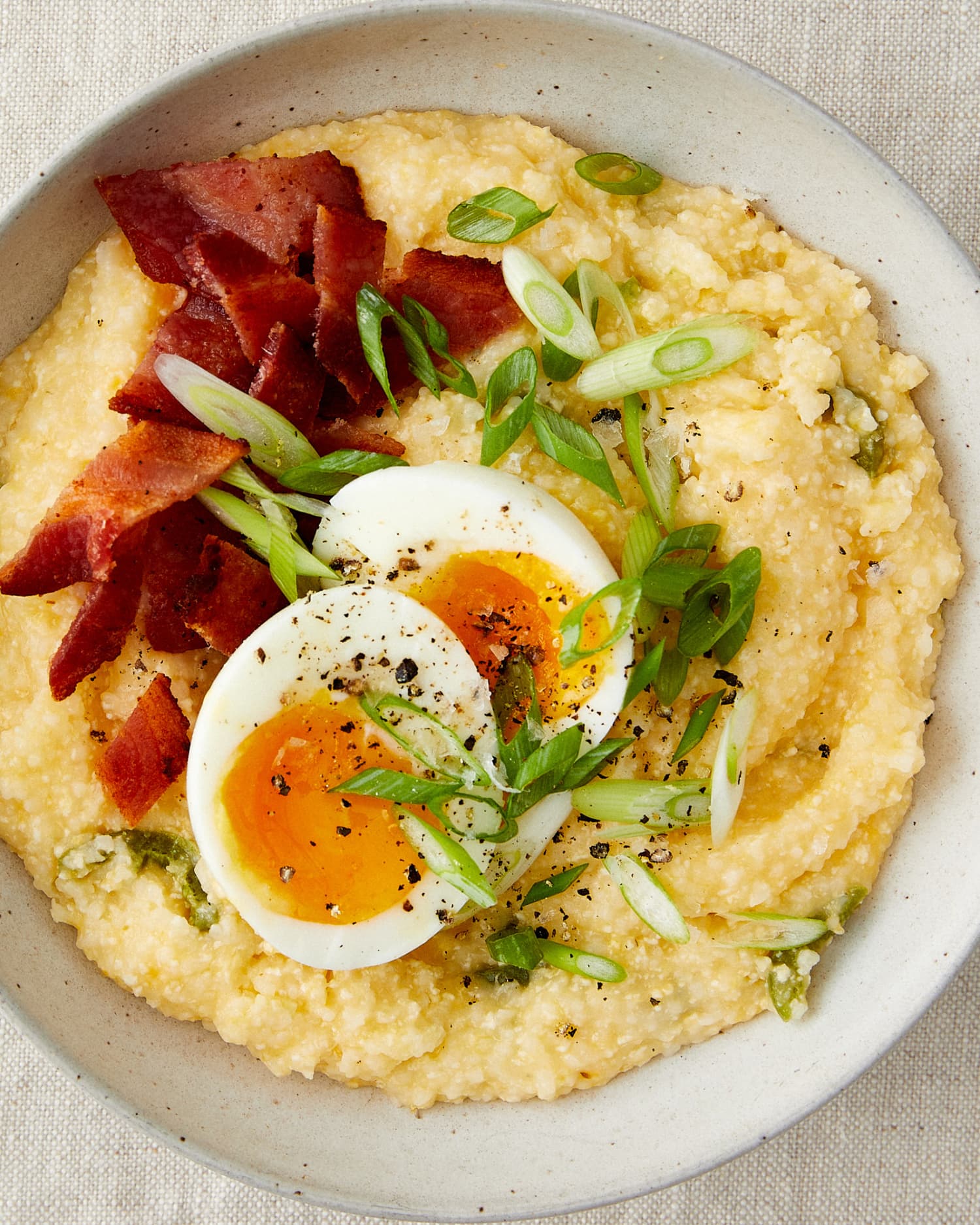 Cheese Grits Recipe (with Jalapeño and Jammy Eggs &amp; Bacon) | Kitchn