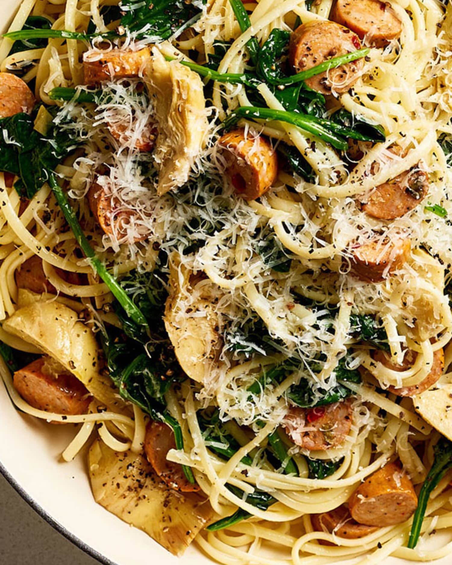 One-Pot Spinach Artichoke Chicken Pasta | Kitchn