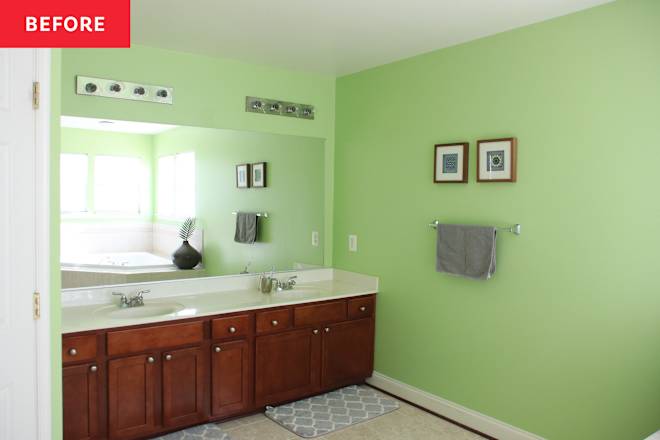 A 2000s Bathroom Gets a Luxe Makeover That “Feels Like a Palace Garden”