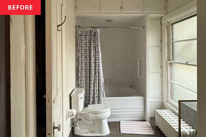 This “Very Old Bathroom” Got a $150 Makeover in One Weekend — And It’s SO Stylish