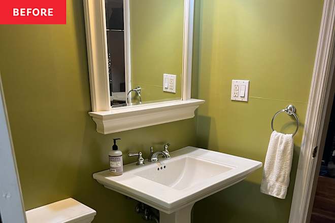 After a $700 Makeover, This 1990s Half Bath Is Now the Nicest Room in the Apartment
