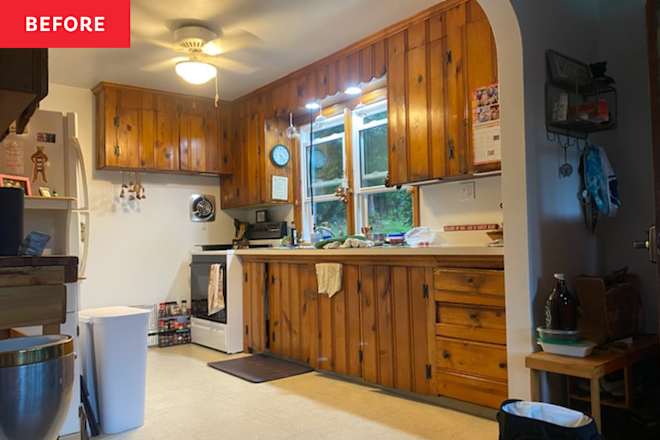 This 1956 Kitchen Had “Knotty Pine Overload” Until Its $2,460 Makeover