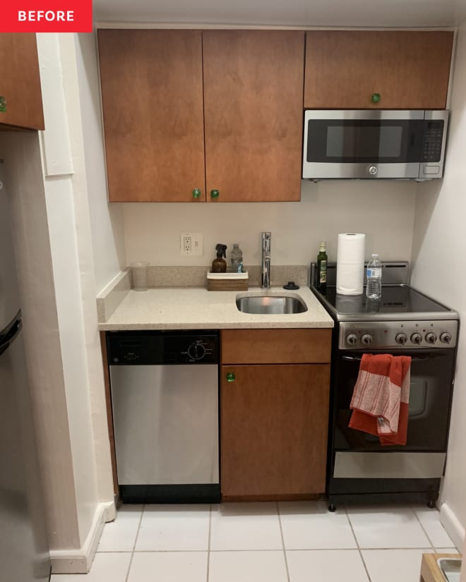 Before & After: Jewel Tones Transformed This Bare-Bones Kitchen for Under $250