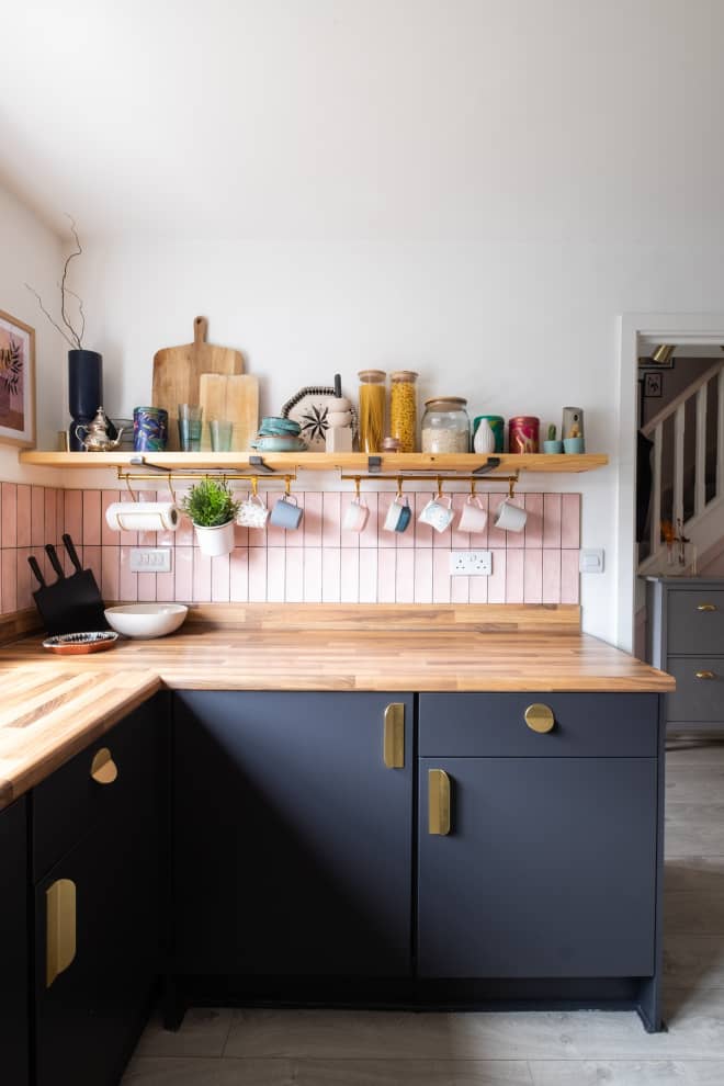 Before & After: A $9 IKEA Gem Added the Perfect Finishing Touch to This DIY Open Shelving