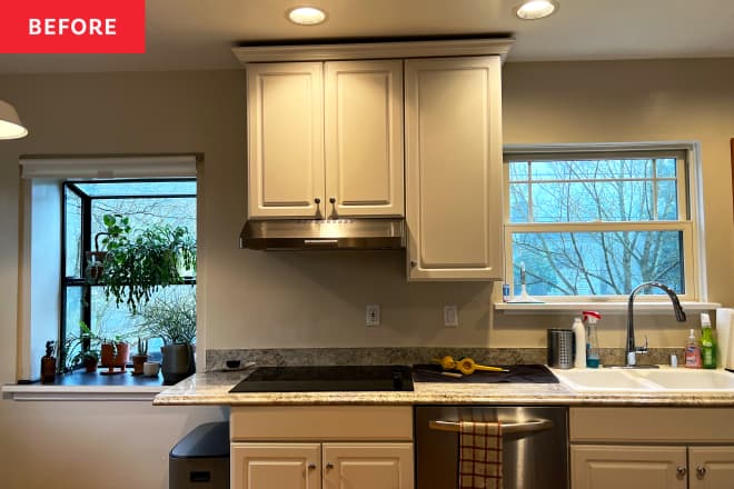 Before & After: Striking Gray Cabinets and Marble Countertops Add Drama to a “Tired” ‘90s Kitchen