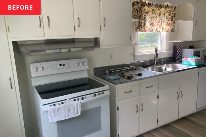 Before & After: An “Uninspired” Kitchen Gets an Electric Blue Cheetah Makeover (for Only $800!)