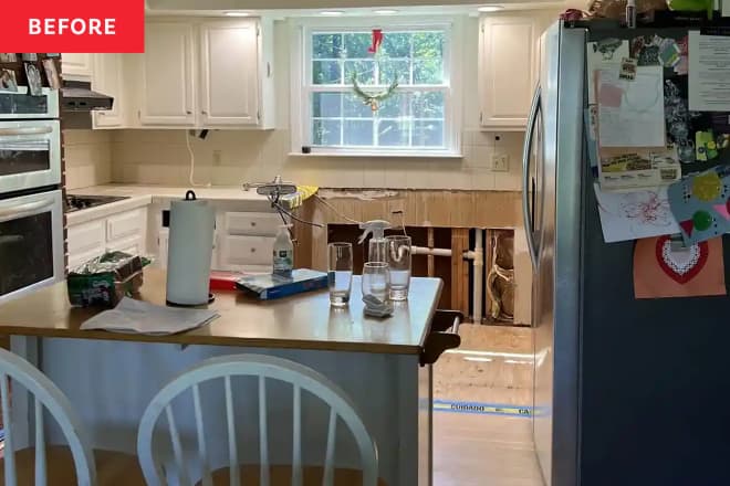 Before and After: A Dated Kitchen Got a Timeless Makeover That Doubled the Storage Space