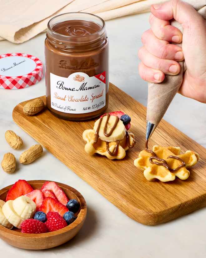 Mini Peanut Chocolate Waffle Bites