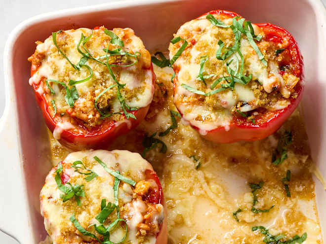 My Chicken Parmesan Stuffed Peppers Will Be The Best Dinner You Make All Fall