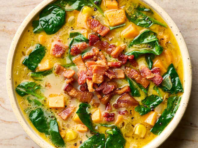 My Sweet Potato Bacon Chowder is Irresistibly Creamy — Without a Drop of Cream