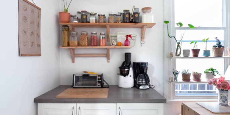 Yamazaki Wood & Steel Narrow Storage Cabinet, White & Black on Food52