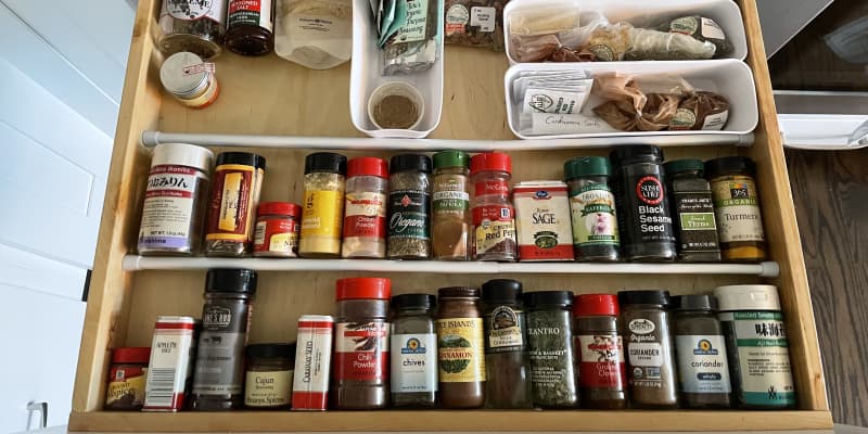 Tension rod spice sale rack