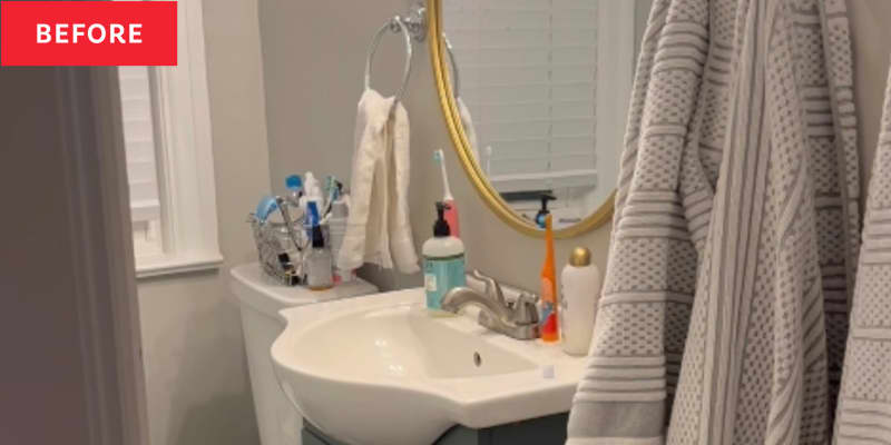 Before and After: The Best Part of This Low-Budget Bathroom Redo is the $50 Vanity Transformation