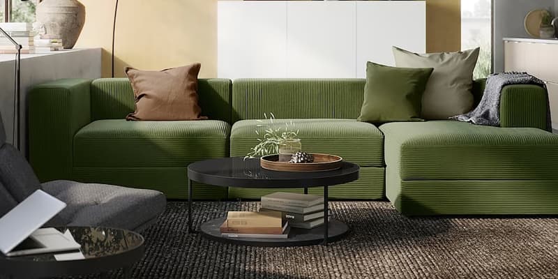 3-seat modular sofa IKEA JÄTTEBO JÄTTEBO sectional, 3-seat, Samsala dark yellow-green - IKEA
