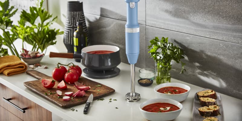 KitchenAid Variable Speed Cordless Hand Blender with Accessories | Blue  Velvet