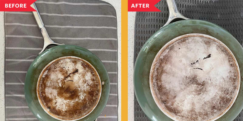 How do you clean a caraway pan of stains?