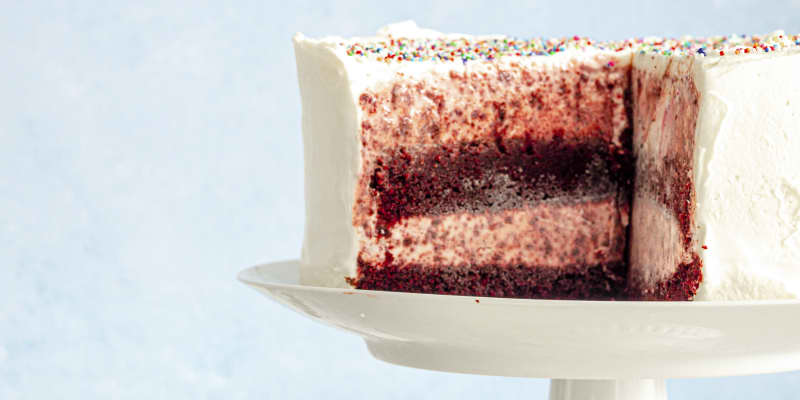 Red Velvet Ice Cream Cake (with No-Churn Homemade Ice Cream)