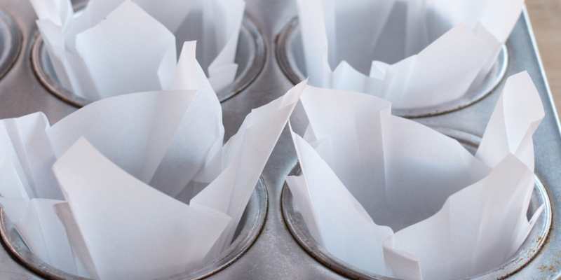 Parchment paper muffin cups top