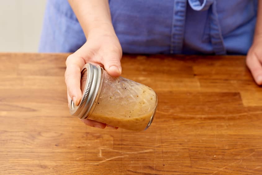 Shaking salad dressing