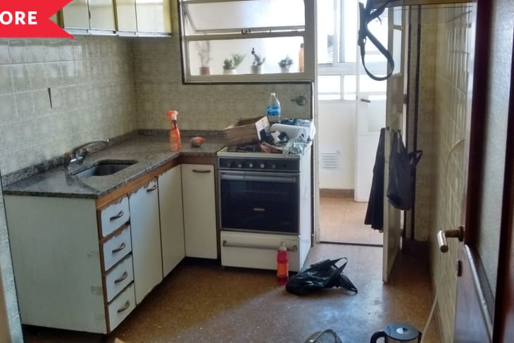 Before: Run-down and dated kitchen