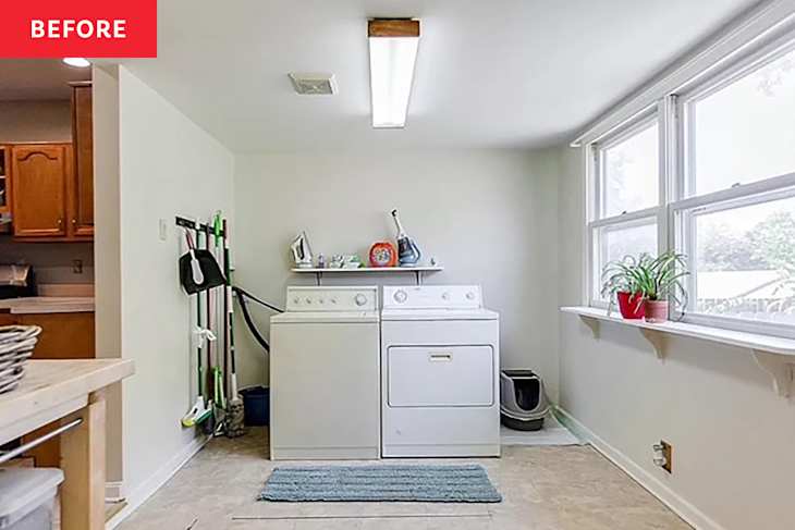 Plain white laundry room before makeover