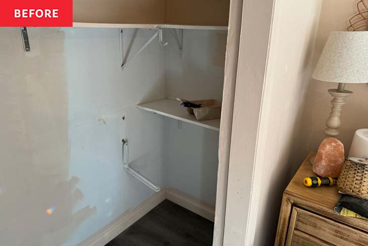 Beige and white closet before project