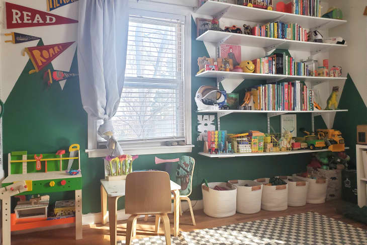 children's room with toys and books