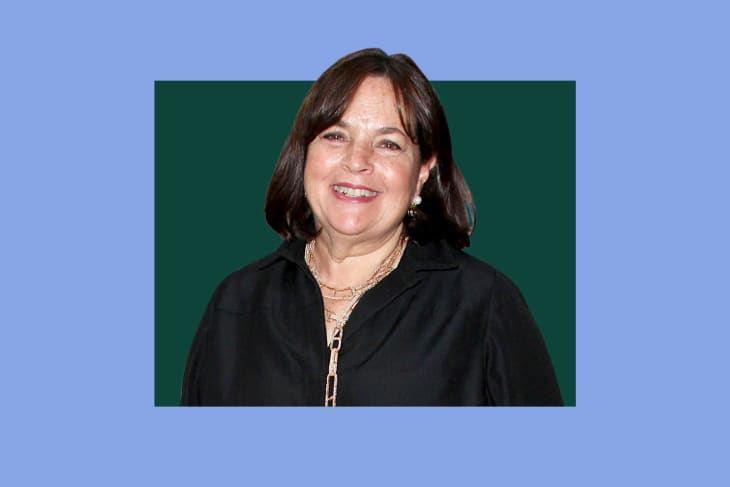 headshot of Ina Garten on a colored background