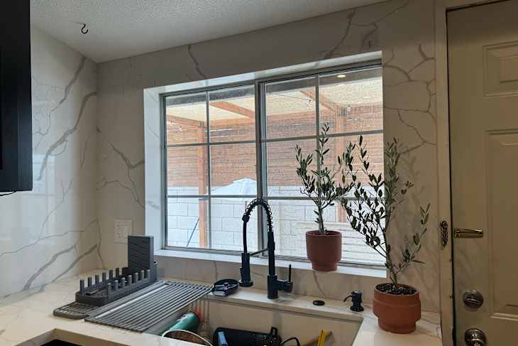 Kitchen window before adding plants.