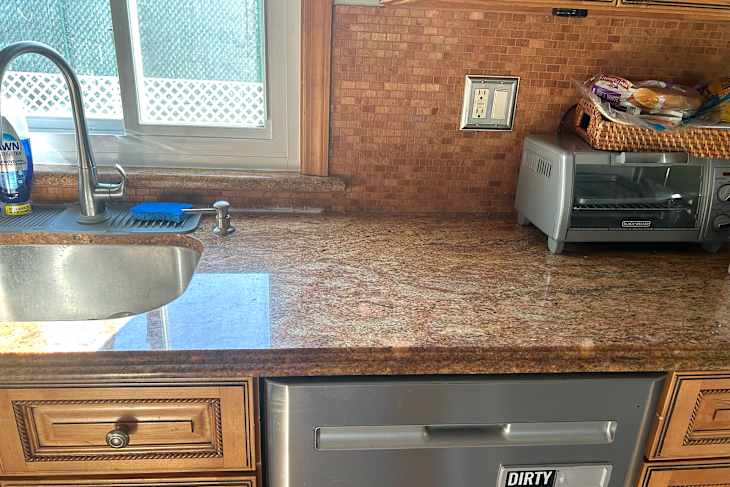 Cleared kitchen countertop.