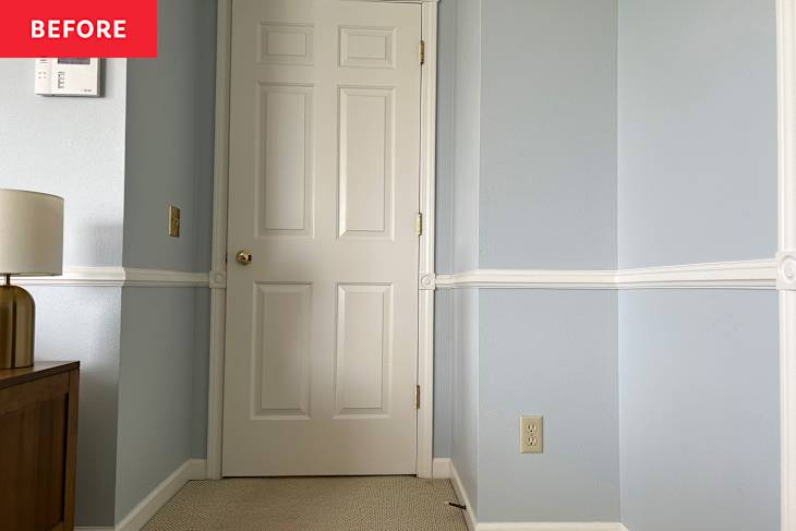 Bedroom wall before adding organizing rail.