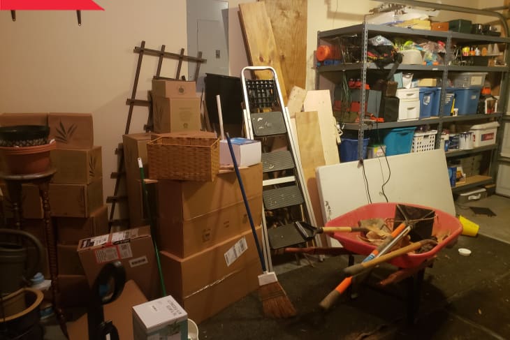 Before: Messy garage
