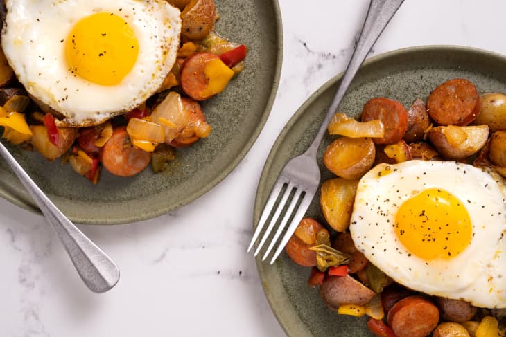 potatoes and fried egg